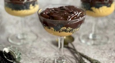 Verrine de mousse de doce de leite com chocolate